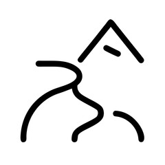 Minimal Vector Mountain With Winding Stream In Daylight