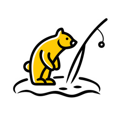 Yellow Bear Illustration on Black Background