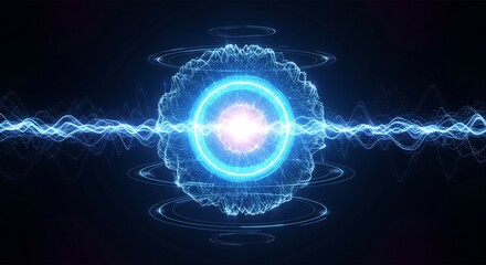 Vibrant blue energy wave pulsing through futuristic digital network