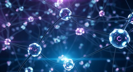 Glowing neural network with interconnected nodes and vibrant connections