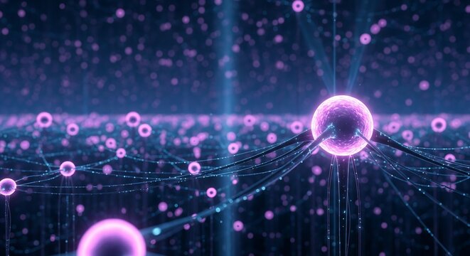 Vibrant neon network connections pulsing with energy and data flow - Powered by Adobe