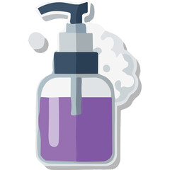 Obraz premium Purple Liquid Soap Dispenser with Foam Bubbles Icon