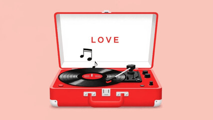 Nostalgic Valentine's Day Melody from a Classic Record Player