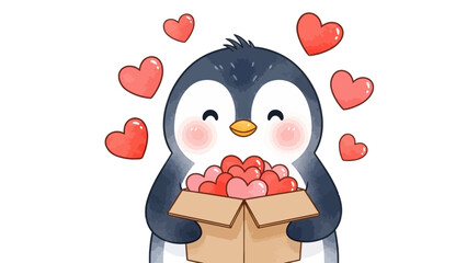 Penguin with a Gift of Hearts 