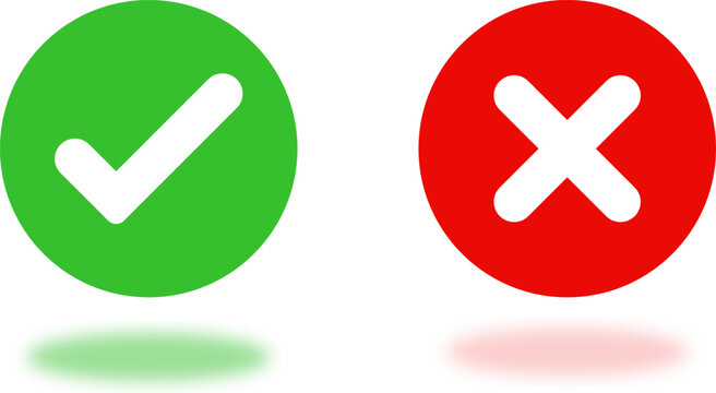 Green checkmark and red cross icon symbolizing correct and incorrect choices or approval and denial