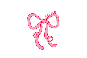  Large Pink Coquette Ribbon Bow Watercolor Illustration Sublimation Design