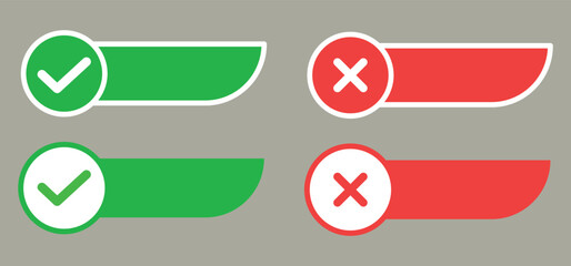 Green Checkmark and Red X Mark UI Elements &ndash; Status and Feedback Icons