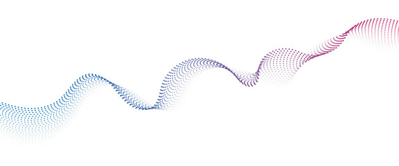 Flowing Dot Wave halftone gradient pattern on transparent background	
