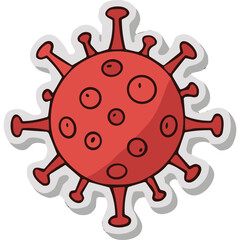 Red Cartoon Virus Icon Sticker