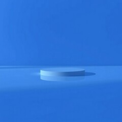 Minimalist blue cylinder on blue background
