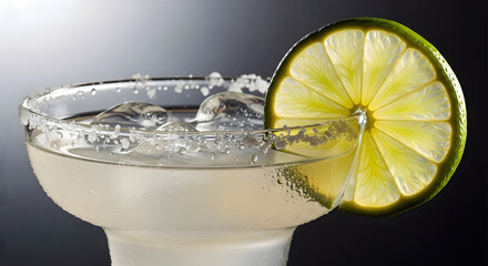 Refreshing margarita with lime garnish