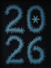 Frost Patterns Forming 2026 with Snowflake on Dark Window - Creative Winter Design