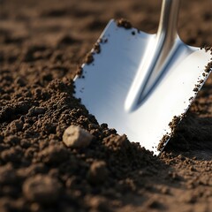 Preparing the Earth with Shovel for Planting Seeds in the Soil