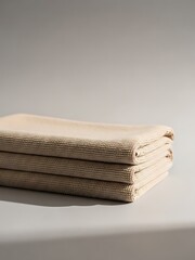 Stack of Cream-Colored Textured Fabric Folds on Neutral Background