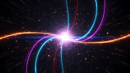 Surreal Light Streaks Emanating from a Central Point in Deep Space