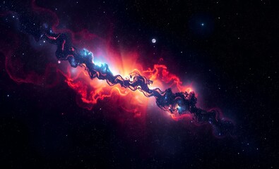 Fototapeta premium Abstract cosmic illustration with vibrant galaxy nebula on black background meteor abstract background meteor galaxy space background sky universe star astronomy cosmos