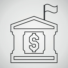 Bank Finance and Money Icon &ndash; Hand-Drawn Financial Institution Infographic Symbol