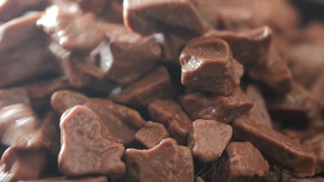 Chocolate candy pieces on a table 