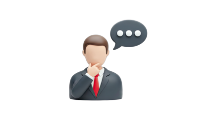 Businessman Thinking with Speech Bubble on White Background