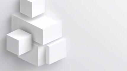 Minimalistic White Geometric Shapes on Soft Gray Background for Modern Design, Abstract Art, or Creative Projects in Contemporary Style