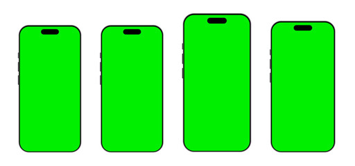 Smartphone frame mockup vector set with different notch styles and bezel designs including modern mobile screen outline template for UI UX and app