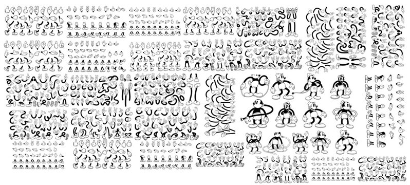 Retro cartoon legs and hands, Hands with gloves and feet with boots, various poses for characters, a set of poses, gestures, placement of hands and feet. Mascot character set. Cartoon set of limbs.eps