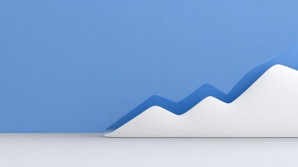 Abstract 3D graph design with upward trend on a minimalistic blue background for business growth and financial success concepts
