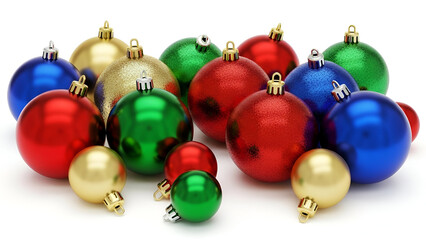 Festive holiday ornaments in a vibrant array of colors ideal for decorating a christmas tree