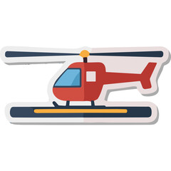 Fototapeta premium Red Helicopter Icon - Simple Flat Design