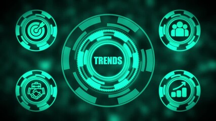 Trends Concept with Glowing Green Infographic and Circular Indicators futuristic - Powered by Adobe