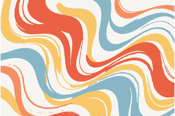 Seamless vector pattern design featuring abstract colorful waves and tribal floral ornaments with fire orange swirls for a decorative wallpaper texture style © Munaroh