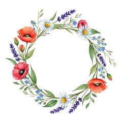 Obraz premium Floral wreath illustration isolated on white background