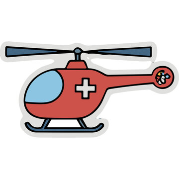 Red Medical Helicopter Icon with Plus Sign
