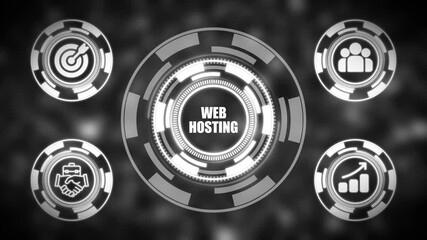 Web hosting service technology concept with futuristic interface and glowing on dark background website hosting - Powered by Adobe