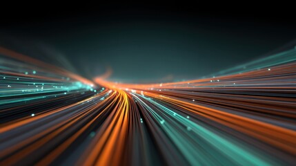 Vibrant Abstract Light Trails with Dynamic Energy Flowing in a Dark Background for Modern Design and Digital Art Concepts