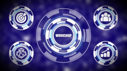 Modern Workshop Concept with Futuristic Interface and Glowing Blue Background Technology Business Presentation