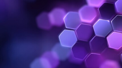 Vibrant Geometric Background with Hexagonal Shapes in Purple and Blue Tones, Ideal for Technology and Modern Design Concepts