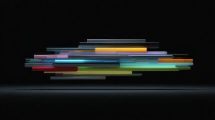 Abstract Motion Lines with Colorful Streaks on Black Background Representing Speed, Technology, and Dynamic Energy in Modern Design Context