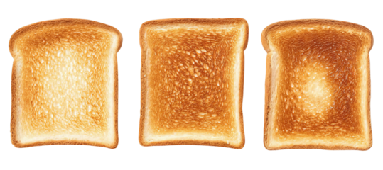 Three Slices of Toasted Bread isolated on a transparent background