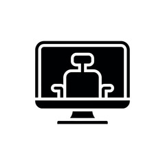 Fototapeta premium Simple black silhouette of a person using a computer a digital workspace