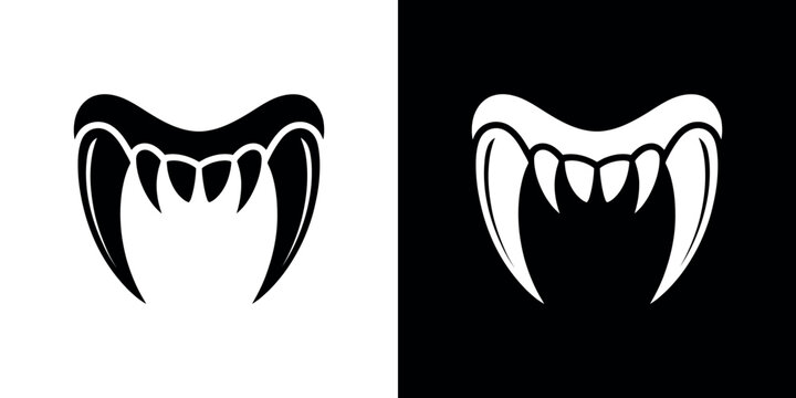A striking black and white illustration of pointed fang like teeth designs