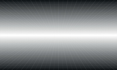 White glowing grid background with central vanishing point