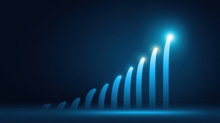 Ascending Light Beams Representing Progress and Growth in a Dark Environment with a Futuristic Approach for Business and Innovation Concepts