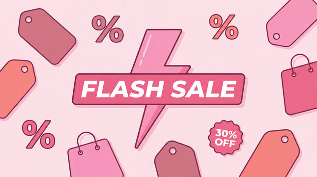 pink Flash sale retail promotional marketing event offering limited time discount deals for consumer shopping creating excitement engagement through strategic pricing campaign seasonal clearance