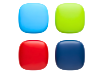 Four colorful rounded buttons in a grid isolated on transparent background
