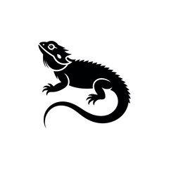 Fototapeta premium Detailed silhouette of a bearded dragon in a striking simple design