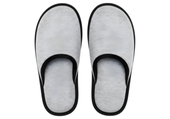 A pair of white disposable slippers isolated on transparent background