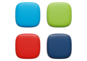 Four colorful rounded buttons in a grid isolated on transparent background