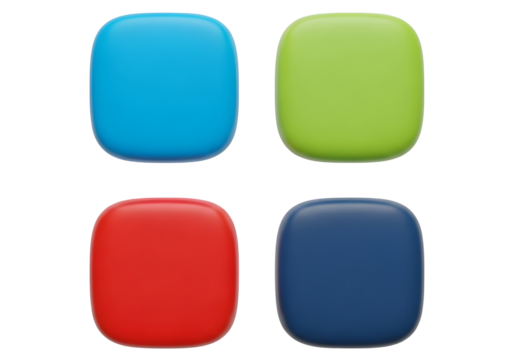 Four colorful rounded buttons in a grid isolated on transparent background - Powered by Adobe