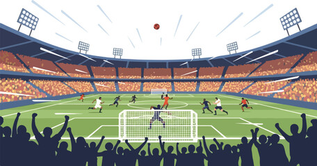 Cartoon Football Stadium Crowd Illustration